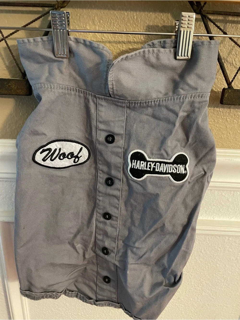 Harley Davidson Gray Black and White Woof Dog Muscle Shirt Outfit M